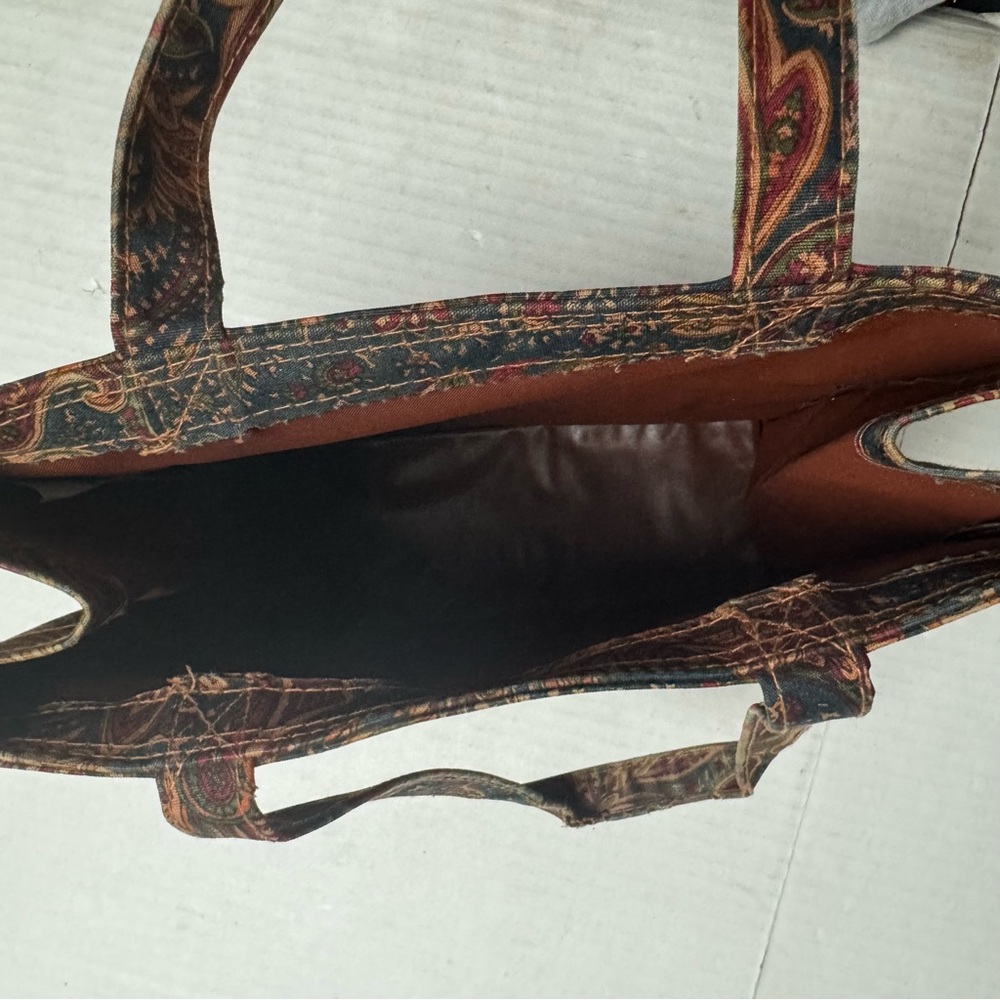 Vintage MET The Metropolitan Museum of Art Polished Cotton Paisley Tote Flawed - Picture 5 of 11